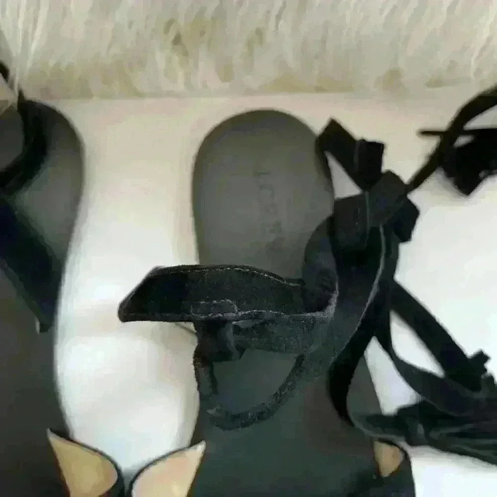 J.Crew Lux Lace-up Casual Suede Sandal, Black - Picture 4 of 6